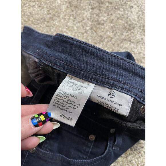 Adriano Goldschmied Jeans Mens 36x34 Blue Denim Modern Slim Tellis Distressed - Picture 4 of 9